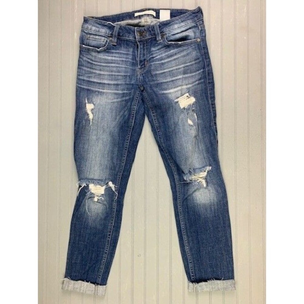 Eunina Size 3 Womens Jeans Raw Hem Crop Distress Maxwell Low Rise Skinny